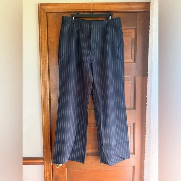 Lulus Confident Appeal Navy Blue Pinstripe High-Rise Pants - Picture 4 of 7